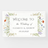 Waterverf Little Wildflower Meadow Lijst Wedding Spandoek (Horizontaal)