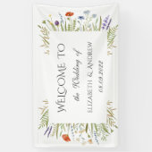 Waterverf Little Wildflower Meadow Lijst Wedding Spandoek (Verticaal)