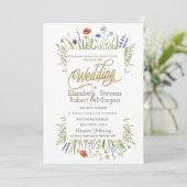 Waterverf Little Wildflower Wedding Kaart (Staand voorkant)
