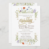 Waterverf Little Wildflower Wedding Kaart (Voorkant / Achterkant)