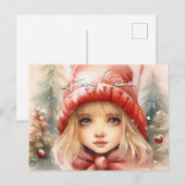 Waterverf Little Winter Fae Feestdagenkaart (Voorkant / Achterkant)