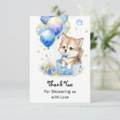 Waterverf Little Wolf Baby shower Bedankkaart (Staand voorkant)