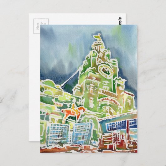 Waterverf Liverpool Briefkaart (Voorkant / Achterkant)