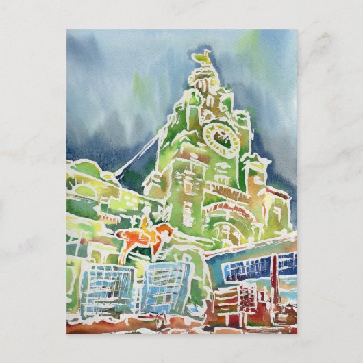 Waterverf Liverpool Briefkaart (Voorkant)