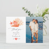 Waterverf Living Coral Beach Weddenschap Bedankkaart (Staand voorkant)