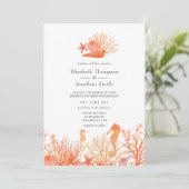 Waterverf Living Coral Beach Weddenschap Kaart (Staand voorkant)