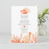 Waterverf Living Coral Beach Weddenschap Kaart (Staand voorkant)