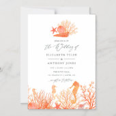 Waterverf Living Coral Beach Weddenschap Magnetische Uitnodiging (Voorkant)