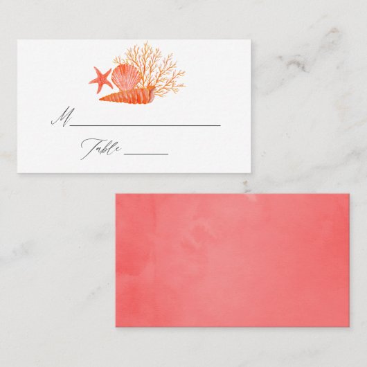 Waterverf Living Coral Beach Weddenschap Plaatskaartje (Voorkant / Achterkant)