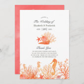 Waterverf Living Coral Beach Weddenschap Programmakaart (Voorkant / Achterkant)