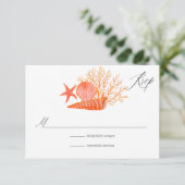 Waterverf Living Coral Beach Weddenschap RSVP Kaartje (Staand voorkant)