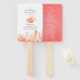 Waterverf Living Coral Beach Wedding Programme Handwaaier