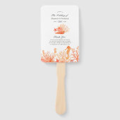 Waterverf Living Coral Beach Wedding Programme Handwaaier (Voorkant)
