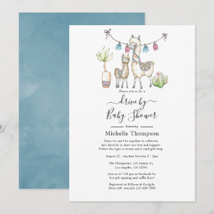 Waterverf Llama-aangedreven door Baby shower Kaart