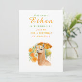 Waterverf Llama Alpaca - Verjaardagsuitnodiging Ka Kaart (Staand voorkant)