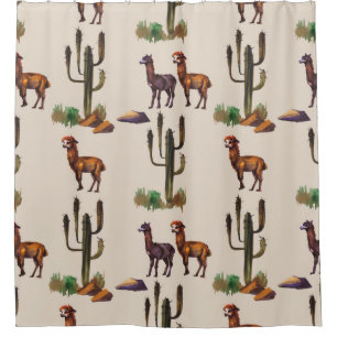 Waterverf llama alpaca wild naadloos patroon douchegordijn
