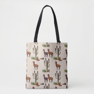 Waterverf llama alpaca wild naadloos patroon tote bag