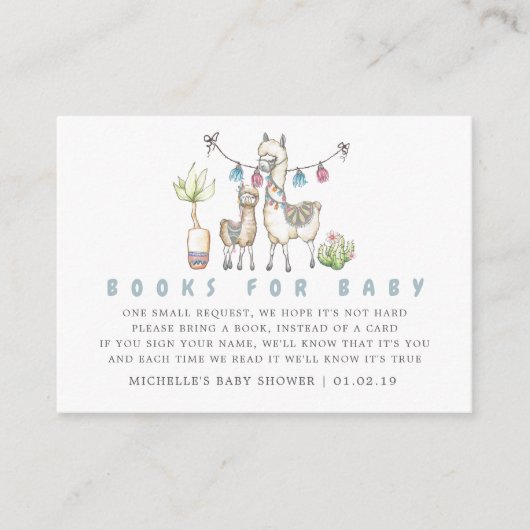 Waterverf Llama - Baby shower Boekaanvraag Informatiekaartje (Voorkant)