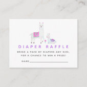 Waterverf Llama, Baby shower Diaper Raffle Informatiekaartje (Voorkant)