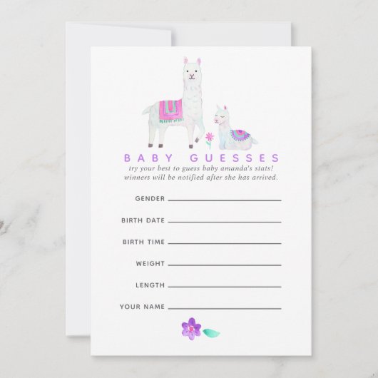 Waterverf Llama - Baby shower gaming Kaart (Voorkant)