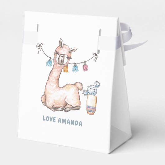 Waterverf Llama, Baby shower met thema Bedankdoosjes (Achterkant)