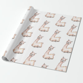 Waterverf Llama, Baby shower met thema Cadeaupapier