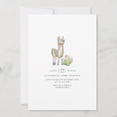 Waterverf Llama, Baby shower met thema Kaart (Achterkant)