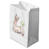 Waterverf Llama, Baby shower met thema Medium Cadeauzakje (Achterkant Gekanteld)