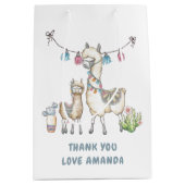 Waterverf Llama, Baby shower met thema Medium Cadeauzakje (Voorkant)