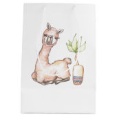 Waterverf Llama, Baby shower met thema Medium Cadeauzakje (Achterkant)