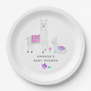 Waterverf Llama, Baby shower met thema Papieren Bordje