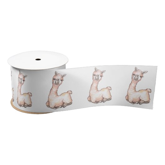 Waterverf Llama, Baby shower met thema Satijnen Lint (Spoel)