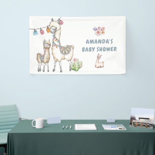 Waterverf Llama, Baby shower met thema Spandoek (Beurs)