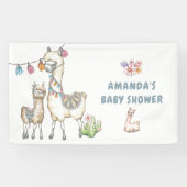 Waterverf Llama, Baby shower met thema Spandoek (Horizontaal)