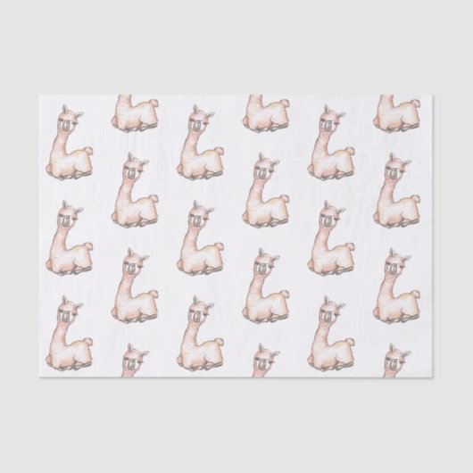 Waterverf Llama, Baby shower met thema Tissuepapier (Voorkant)