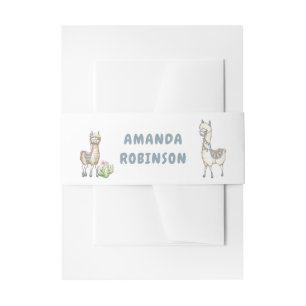 Waterverf Llama, Baby shower met thema Uitnodigingen Wikkel