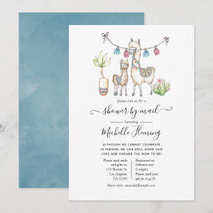 Waterverf Llama - Baby shower per post Kaart