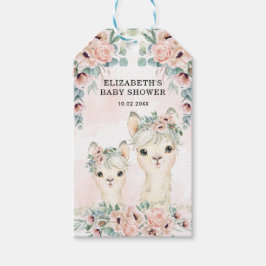 Waterverf Llama Blush Bloemenmeisje Baby shower Cadeaulabel