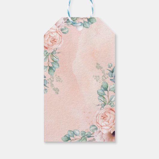 Waterverf Llama Blush Bloemenmeisje Baby shower Cadeaulabel (Achterkant)