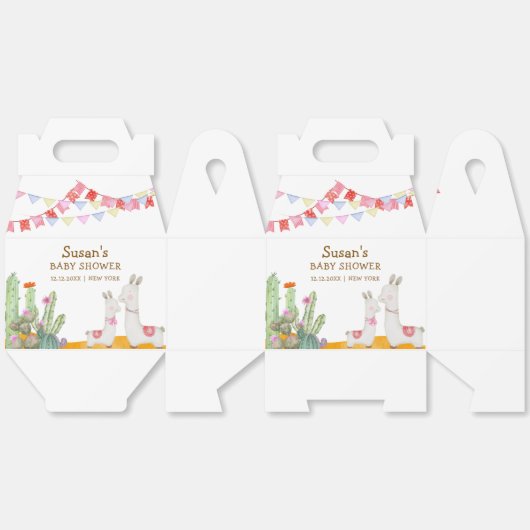 Waterverf Llama Desert Cactus Fiesta Baby shower Bedankdoosjes (Ongevouwen)