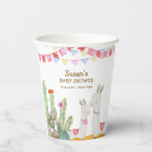 Waterverf Llama Desert Cactus Fiesta Baby shower Papieren Bekers (Achterkant)
