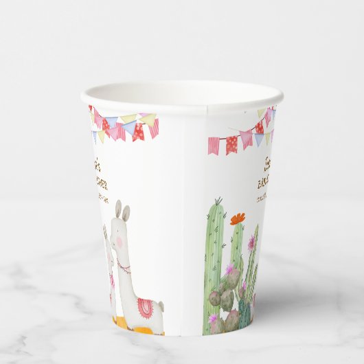 Waterverf Llama Desert Cactus Fiesta Baby shower Papieren Bekers (Rechts)