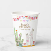 Waterverf Llama Desert Cactus Fiesta Baby shower Papieren Bekers (Voorkant)