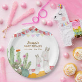 Waterverf Llama Desert Cactus Fiesta Baby shower Papieren Bordje (Feest)