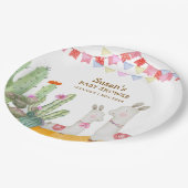 Waterverf Llama Desert Cactus Fiesta Baby shower Papieren Bordje (Gekanteld)