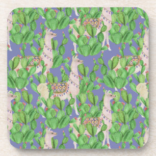 Waterverf Llama en Catus Pattern Bier Onderzetter