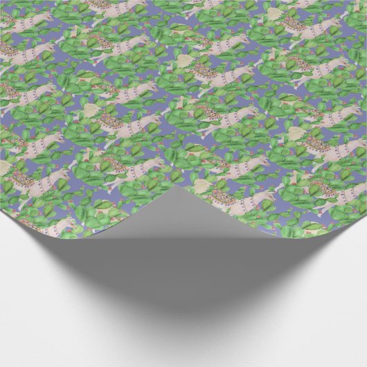 Waterverf Llama en Catus Pattern Cadeaupapier (Hoek)