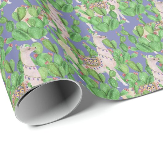 Waterverf Llama en Catus Pattern Cadeaupapier (Rol Hoek)