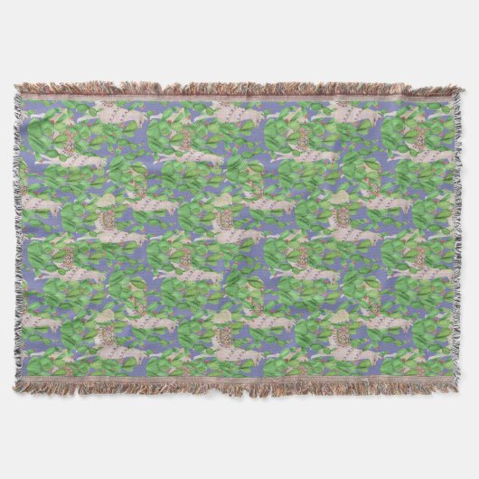 Waterverf Llama en Catus Pattern Deken (Voorkant)