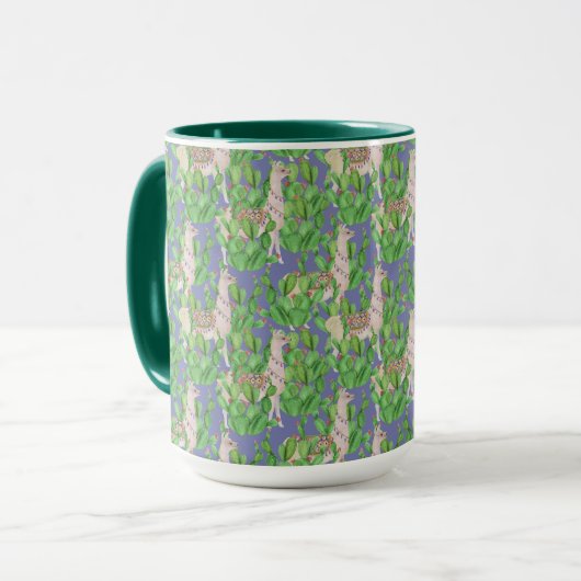 Waterverf Llama en Catus Pattern Mok (Voorkant links)